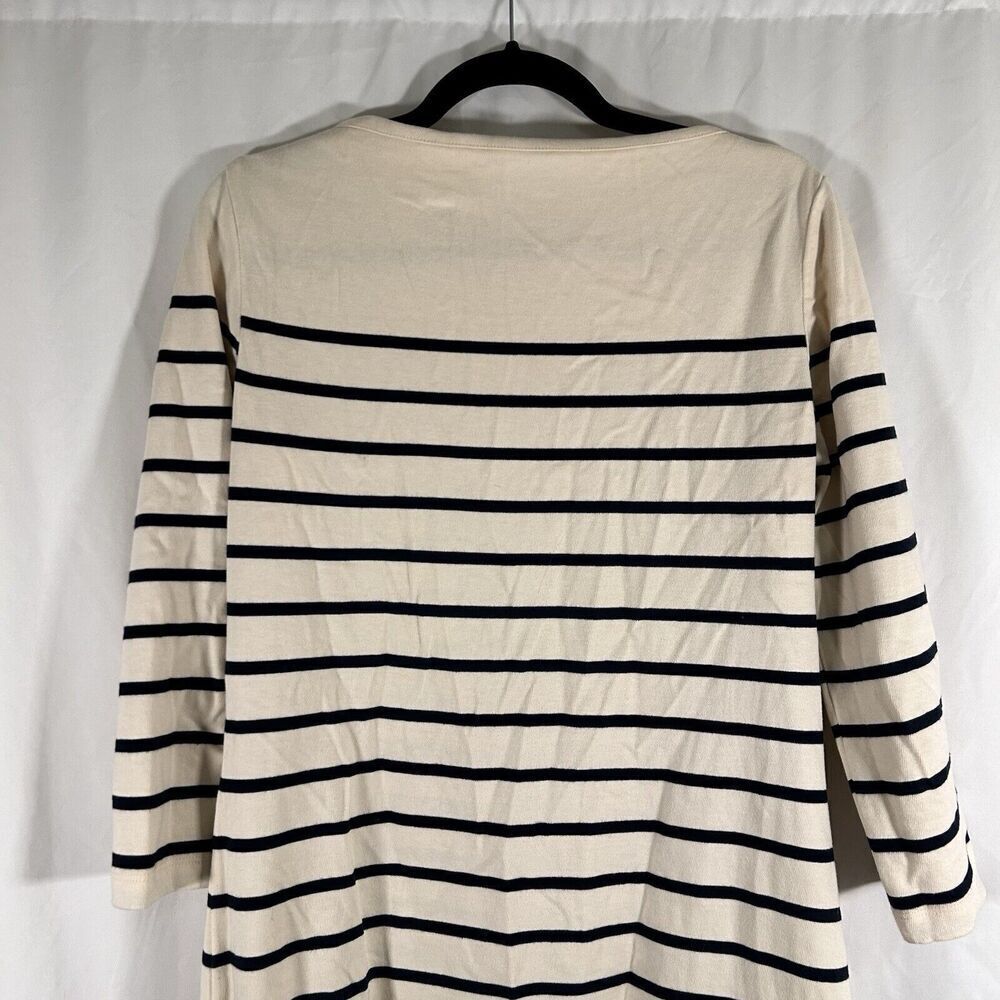 J Mclaughlin Dress Women's Medium White Black Striped 3/4 Sleeve 100% Cotton - Picture 10 of 11